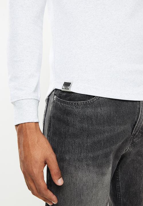 S.P.C.C - Lamont slimline fit long sleeve scooped hem top  - ice melange