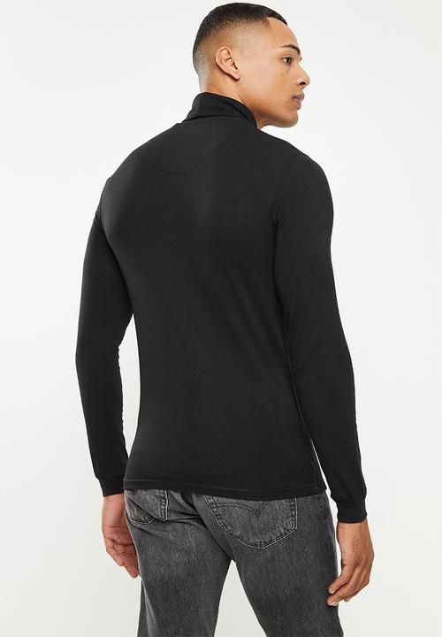 S.P.C.C - Evans slimline fit long sleeve polo neck top  - black