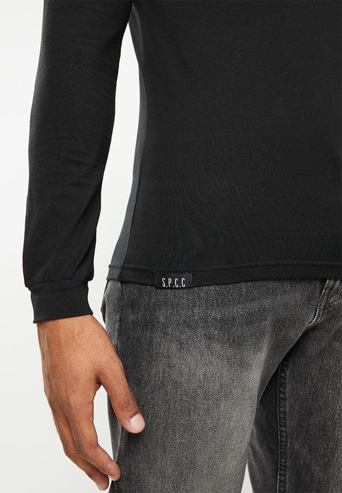 S.P.C.C - Evans slimline fit long sleeve polo neck top  - black