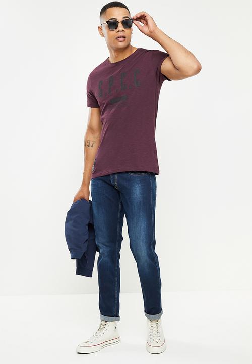 S.P.C.C - Everett regular fit straight hem tee  - damson