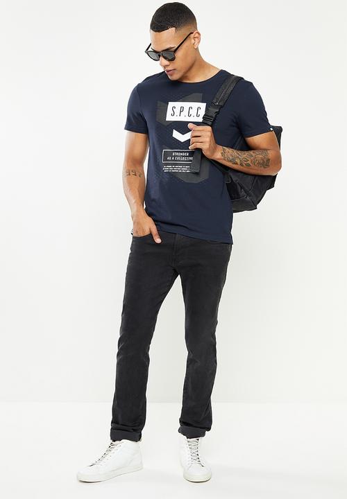 S.P.C.C - Norris regular fit side slit straight hem tee  - ink