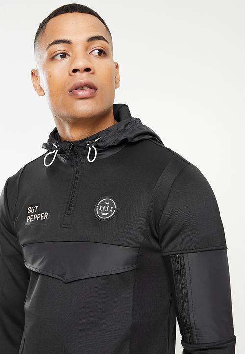 S.P.C.C - Arc regular fit quarter zip hoodie track top - black