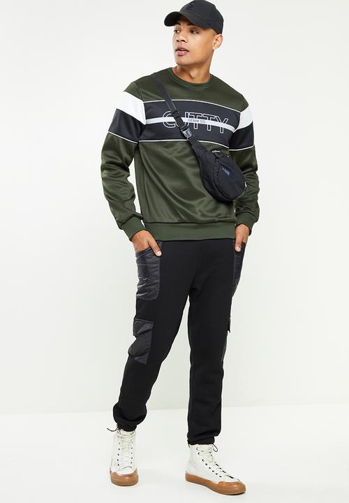 Cutty - Wright Chest Blocked Luxe Sweatshirt - Fatigue
