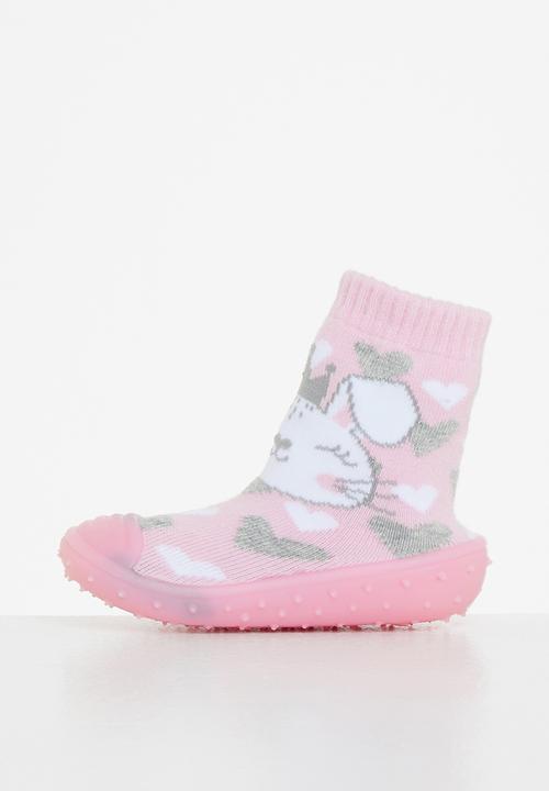 Character Group - Bunny rubber sole booties - pink