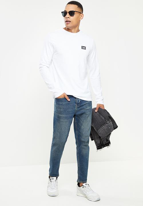 Lee  - Small fade in long sleeve tee - white