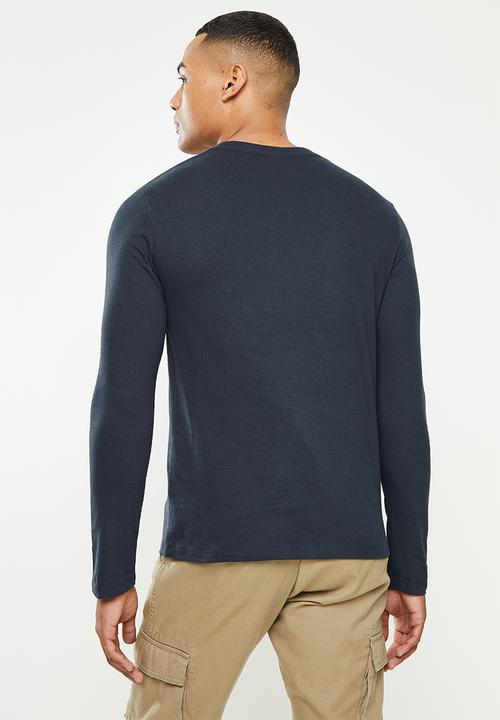 Superdry. - Vintage logo emb long sleeve top - navy