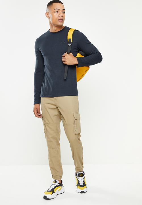 Superdry. - Vintage logo emb long sleeve top - navy