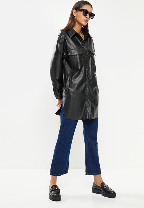 Glamorous - Pu oversized shirt - black