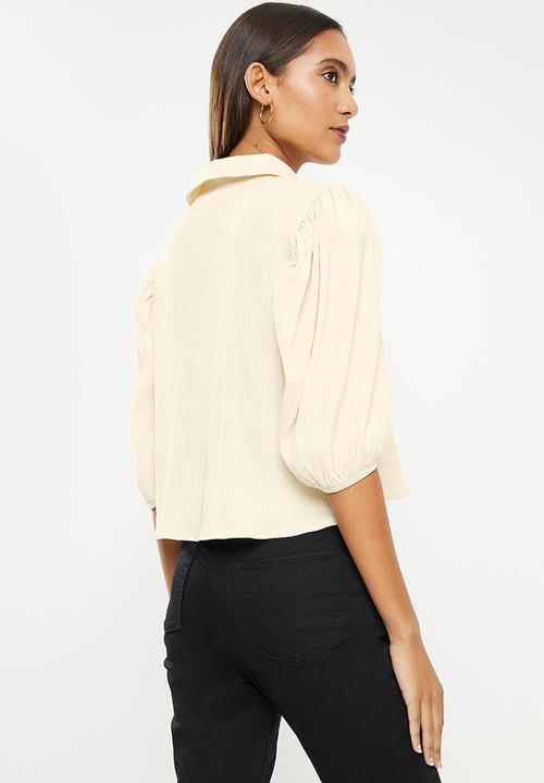 Glamorous - Textured puff sleeve shirt - cream
