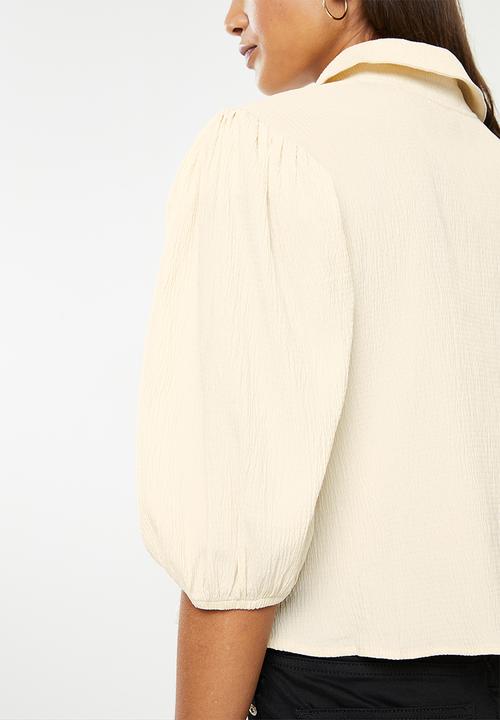 Glamorous - Textured puff sleeve shirt - cream