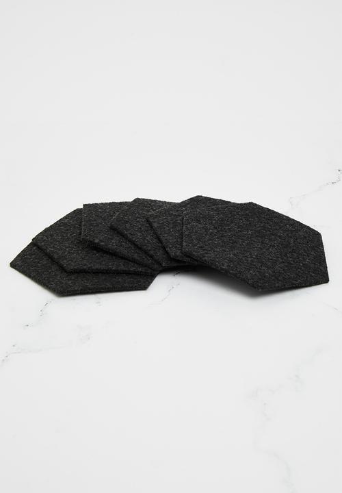 The Joinery - Felt coaster set of 6 hexagon - charcoal 