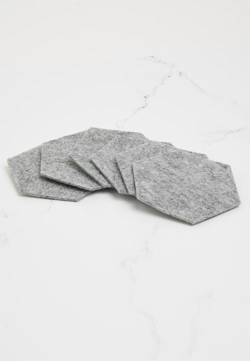 The Joinery - Felt coaster set of 6 hexagon - grey