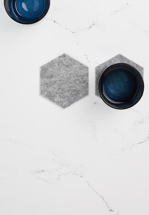 The Joinery - Felt coaster set of 6 hexagon - grey