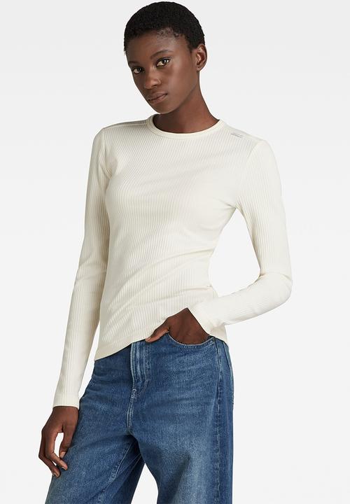 G-STAR - Slim rib 2.0 long sleeve - papyrus
