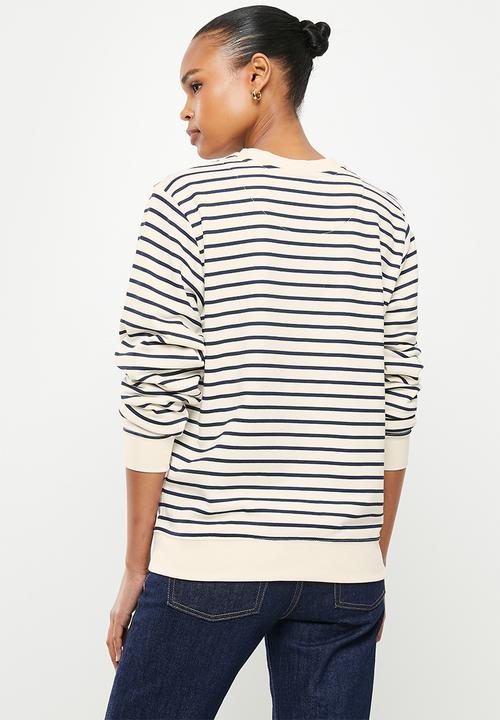 POLO - Wmn stripe sweater - navy & white 