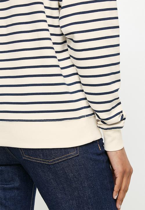 POLO - Wmn stripe sweater - navy & white 
