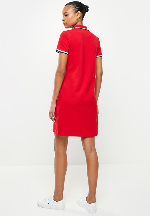 POLO - Wmn essential short sleeve golfer dress - red