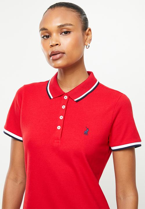 POLO - Wmn essential short sleeve golfer dress - red