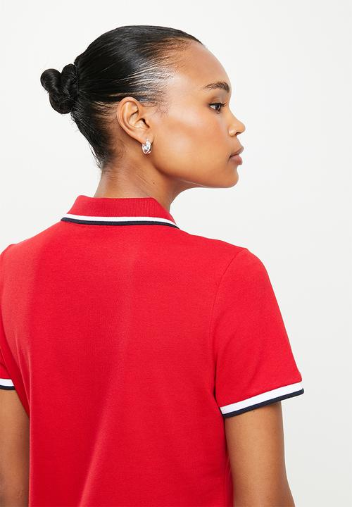 POLO - Wmn essential short sleeve golfer dress - red