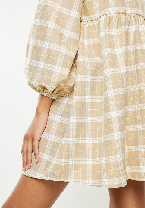Glamorous - Babydoll dress - beige & white 