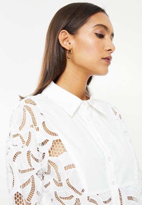 Glamorous - White burn out print shirt - white 
