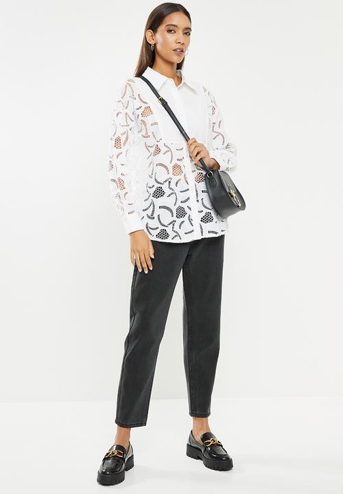 Glamorous - White burn out print shirt - white 