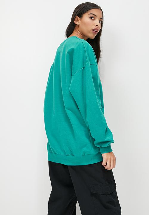 Blake - Graphic oversized crew sweat - teal
