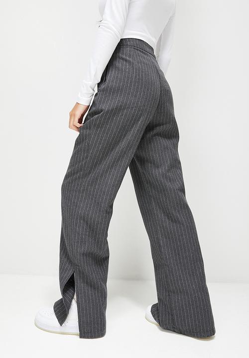 Blake - Stripe wide leg trouser - charcoal