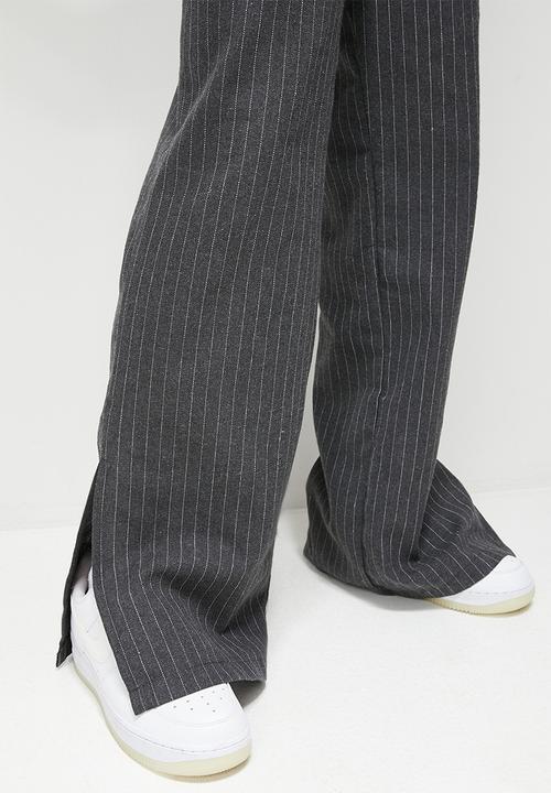 Blake - Stripe wide leg trouser - charcoal