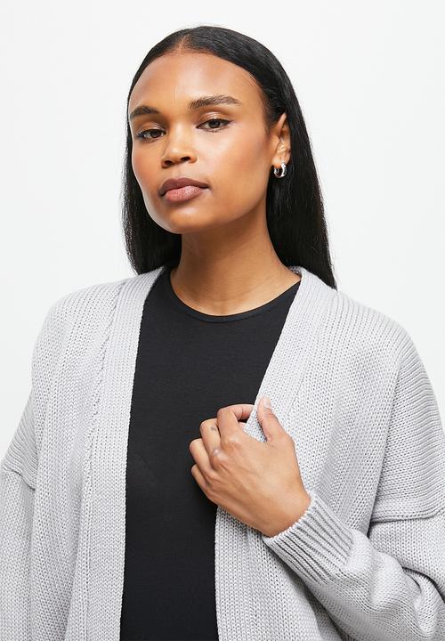 edit - Drop shoulder cardigan - grey melange