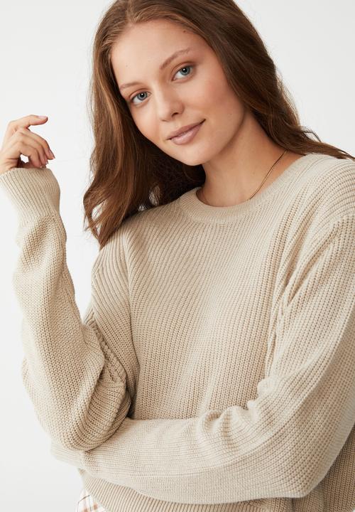 Cotton On - Everyday crop pullover - washed sand