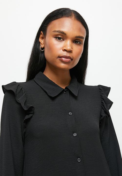 MILLA - Button down mini dress - black