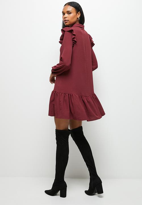 MILLA - Button down mini dress - chocolate truffle