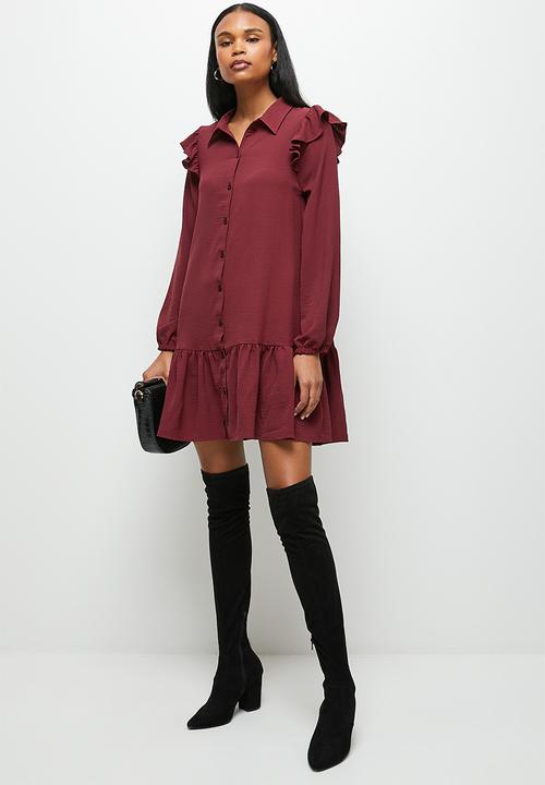 MILLA - Button down mini dress - chocolate truffle