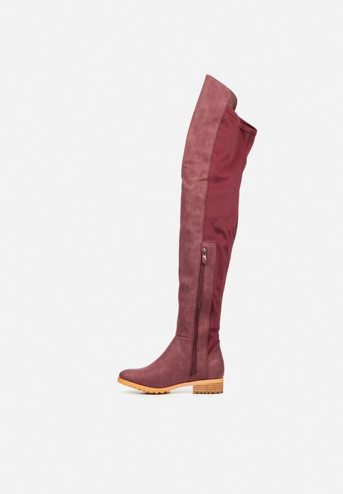 Miss Black - Krabi1 over the knee boot - burgundy