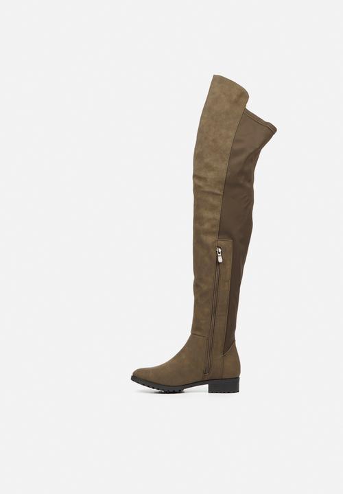 Miss Black - Krabi1 over the knee boot - olive