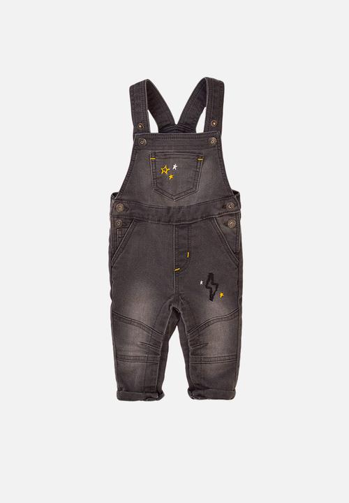 MINOTI - 2 Piece long sleeve tee & dungaree set - grey 