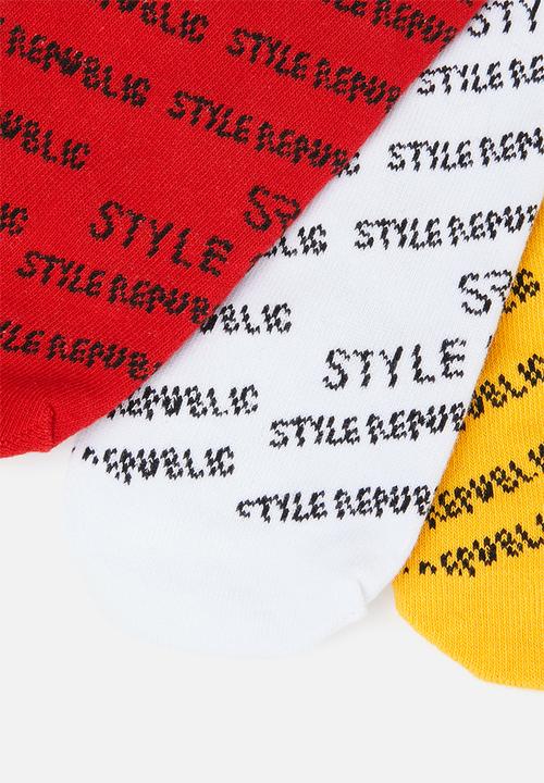 STYLE REPUBLIC - 3-Pack branded secret socks - multi