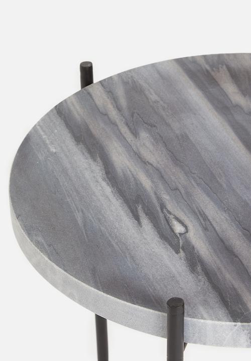Sixth Floor - Moon marble side table - black