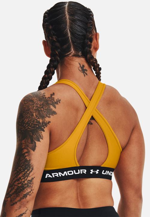 Under Armour - Crossback mid bra - cruise gold & black