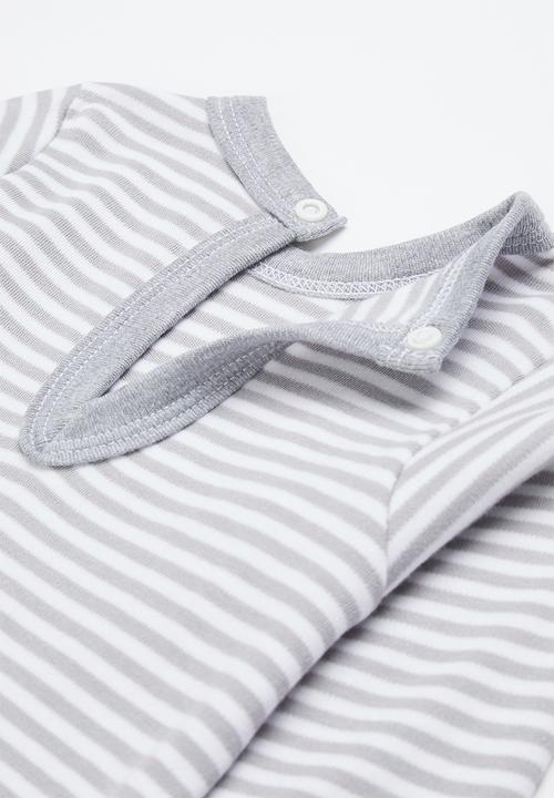 Little Lumps - Stripey babygro - grey & white 