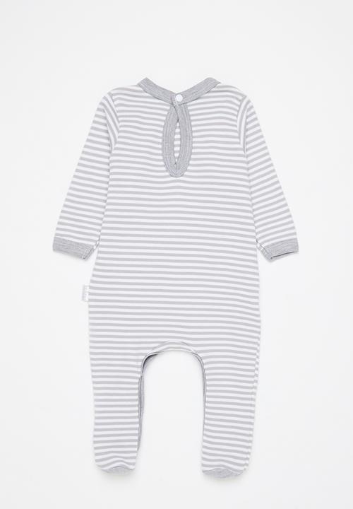 Little Lumps - Stripey babygro - grey & white 