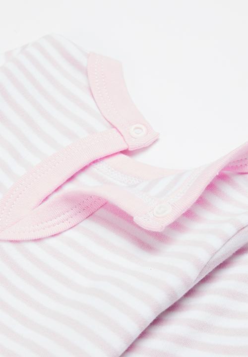Little Lumps - Stripey babygro - pink & white 