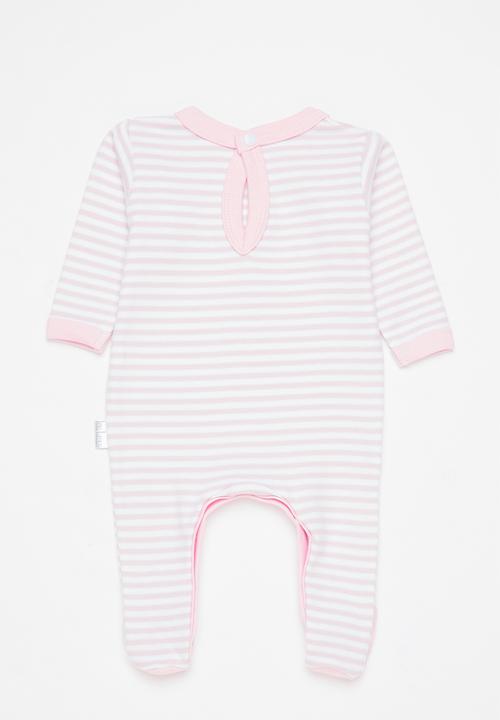 Little Lumps - Stripey babygro - pink & white 