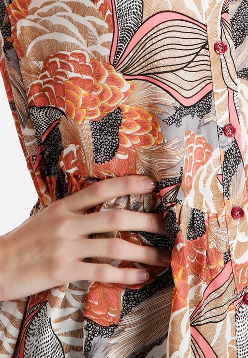 Dahlia - Abstract Print Peplum Blouse