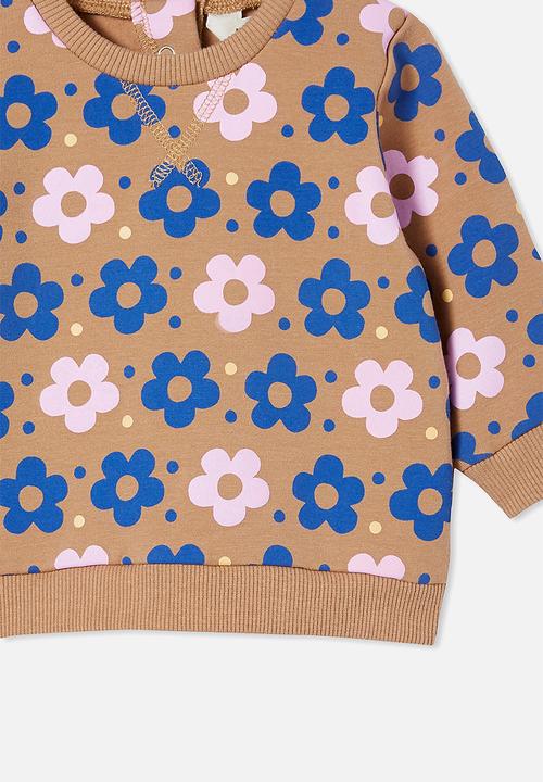Cotton On - Bobbi sweater - taupy brown/bruny daisy spot