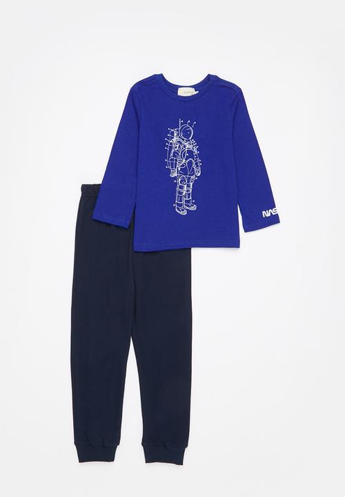 Superbalist Kids - Boys Nasa long sleeve tee & pants pj set - royal & navy