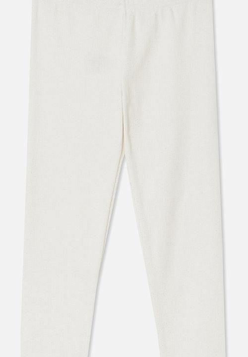 Cotton On - Huggie tights - vanilla & sparkle rib