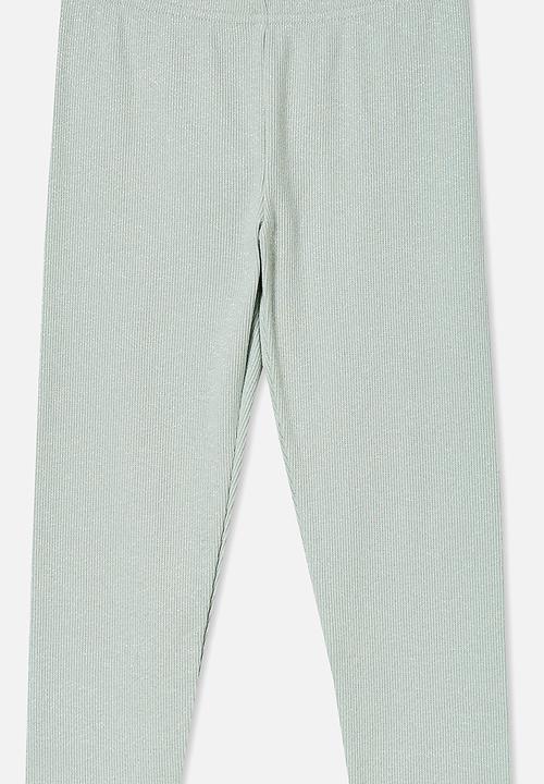 Cotton On - Huggie tights - stone green & sparkle rib