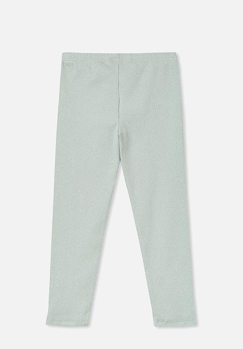 Cotton On - Huggie tights - stone green & sparkle rib